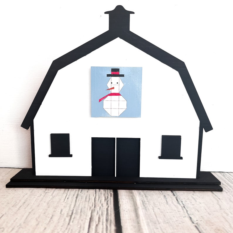 Schneemann Barn Quilt SVG geschnitten Datei, Winter SVG Classic Bauernhaus Patchwork Bild 2