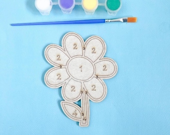 SVG-blommor målar efter nummer-kit, barnmålarkit laserskurna filer, Lightburn- och Glowforge-filer