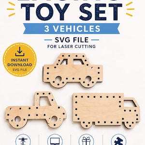 Cars and Pickup Truck SVG Lace Up SVG Cut File for Laser Vector Glowforge Lacing Toy