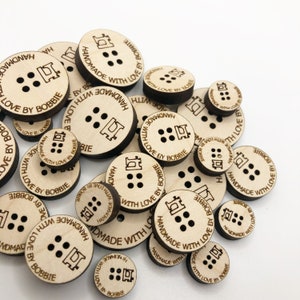 Wooden Buttons SVG, Handmade with Love Laser Cut Files, Knitting Button SVG image 1