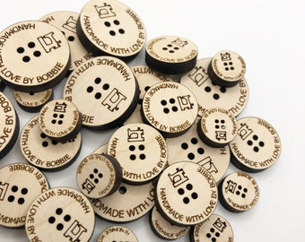 Wooden Buttons SVG, Handmade with Love Laser Cut Files, Knitting Button SVG