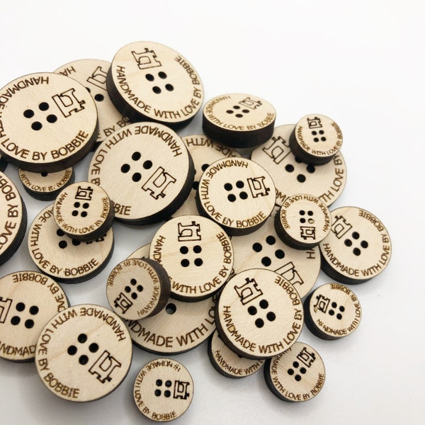 Wooden Buttons SVG, Handmade with Love Laser Cut Files, Knitting Button SVG