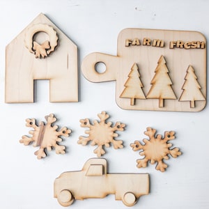 SVG leuk laserproject - vintage kerstdecoratie met gelaagde lade, snijplank boomkwekerij, huiskrans vrachtwagenkunst | DIY-ontwerpen houten borden op maat