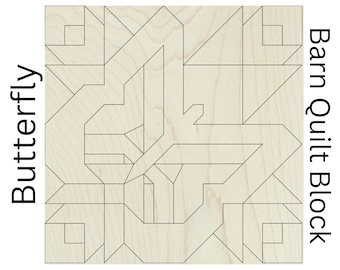 Butterfly Barn Quilt SVG Cut File, Farmhouse Patchwork Wooden Quilt Block Digital Download Laser Cut File