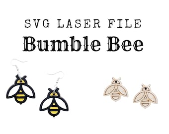 Bee Earrings SVG Glowforge Files, Bee Jewelry Novelty Earrings Laser Cut Files