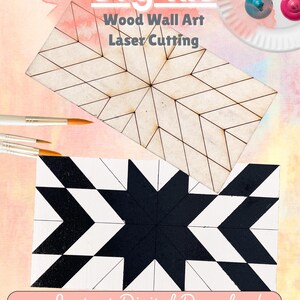 Archivo de corte SVG de colcha rectangular con forma de estrella de la Vía Láctea / Patchwork de granja con estrellas / Colcha geométrica SVG divertida para proyectos láser, Inkscape y Lightburn