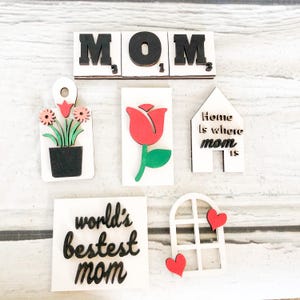 Moederdagcadeau lasergesneden bestanden decor lade, inclusief houten bord SVG, minisnijplank SVG, bloemenkrans SVG