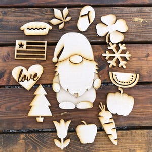 Seasonal Gnome SVG, Laser Cut Files SVG Bundle | Interchangeable Sign Door Hanger SVG | Digital Download | Beard and Braid Girl Gnomes