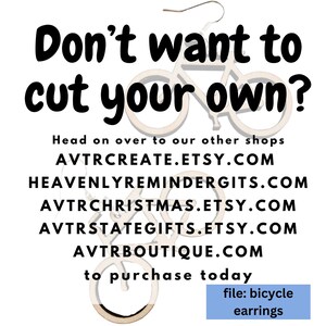 a message encouraging people to purchase bicycle earrings from the website AVTRACE.