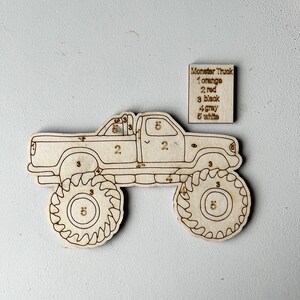 Monster Truck SVG Paint by Number Kit, Kids Paint Kit Laser Cut Files, Lightburn and Glowforge Files