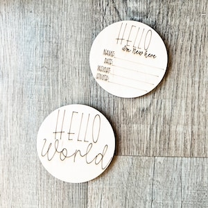 Monatliche Baby Meilenstein Foto Requisiten und Geburtsanzeige, Baby SVG, Set aus 14 Hello World Laser Cut Dateien