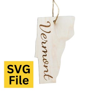 Vermont State Weihnachtsverzierung SVG | Laser-Schnitt-Datei | VT Landkarte Souvenir | Glowforge & xTool-Kompatibel | DIY Feiertagsdekor