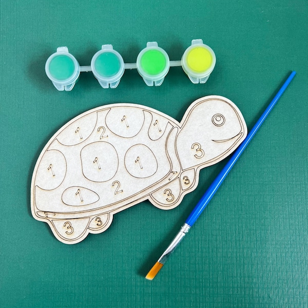 Meeresschildkröte SVG Malen nach Zahlen Kit, Kinder Paint Kit Laser geschnittene Dateien, Lightburn und Glowforge Dateien