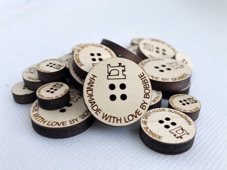 Wooden Buttons SVG, Handmade with Love Laser Cut Files, Knitting Button SVG image 4