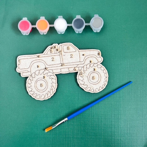 Monster Truck SVG Paint by Number Kit, Kids Paint Kit Laser Cut Files, Lightburn and Glowforge Files