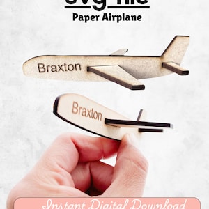 Avión SVG, juguete para niños SVG, avión de papel Archivos Glowforge Archivo cortado con láser