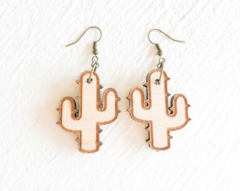 Cactus Charm SVG Laser Cut Earrings - Cowgirl Desert Jewelry, Western Style Earrings