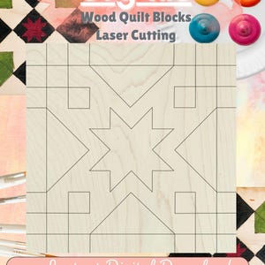 Cottage Chic Star Barn Quilt SVG, Laser Cut File Digital Download, Wood Wall Art Pattern, Farmhouse Porch Decor, DIY Yard Sign Template