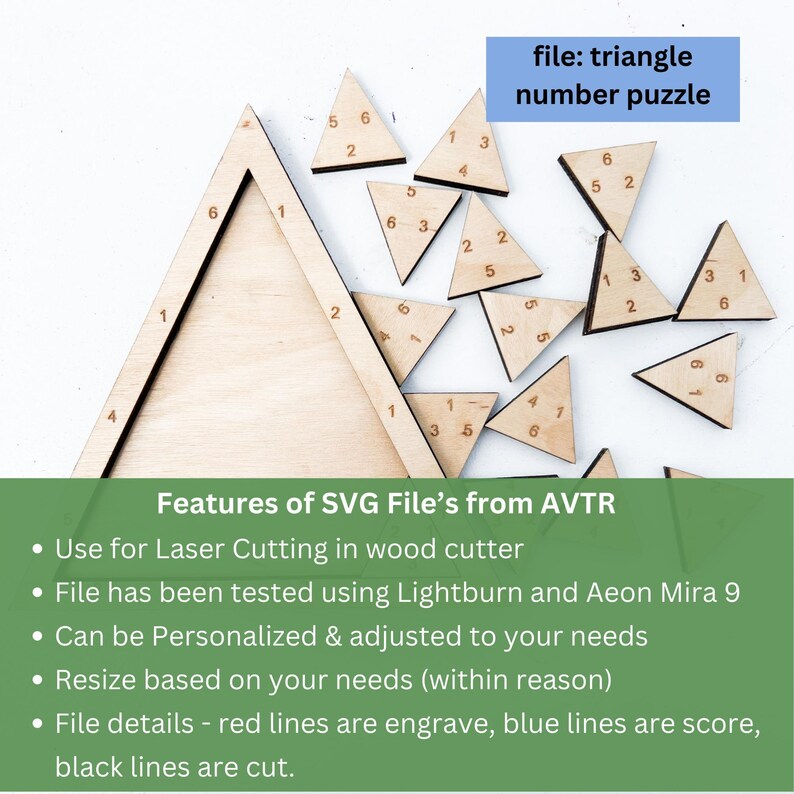 a wooden puzzle with numbered pieces, and it is described as a "number puzzle" and a "triangle number puzzle".