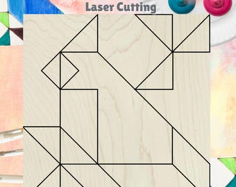 Cardinal Quilt Block SVG Laser Cut Files Digital Download, Bird Quilt Barn Quilt SVG Files