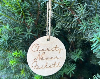 Charity Never Faileth Christmas Ornament Laser SVG Files, Relief Society Gift