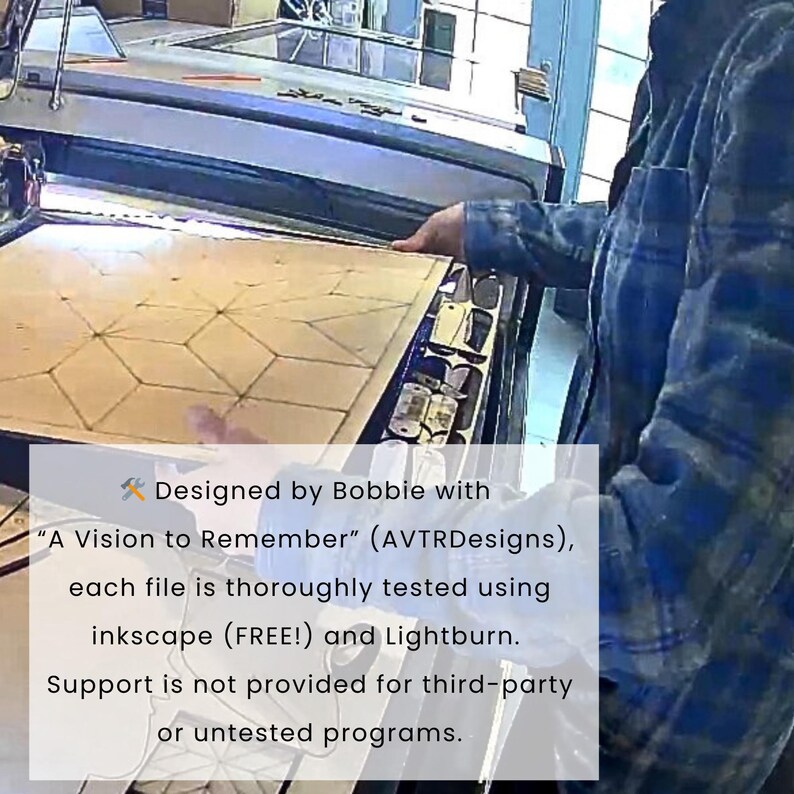 A person is operating a machine that appears to be a 3D printer, with a text overlay providing information about the machine's capabilities.