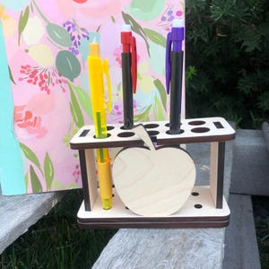 Apple Pencil Holder SVG Laser Cut File, Glowforge Christmas Apple Teacher Gift