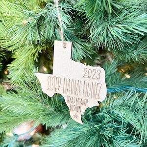 Missionary Mission Christmas Ornament Laser SVG-bestanden, Texas LDS Mission Gift