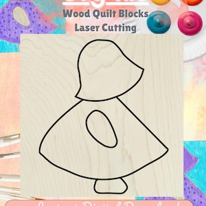 Dutch Girl Quilt Block SVG, Sunbonnet Sue Barn Quilt Laser Cut File (Digital Download), Wood Wall Art Pattern