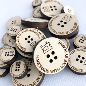 Wooden Buttons SVG, Handmade with Love Laser Cut Files, Knitting Button SVG image 3