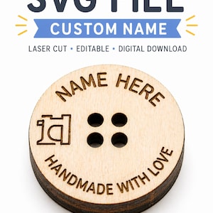 Wooden Buttons SVG, Handmade with Love Laser Cut Files, Knitting Button SVG