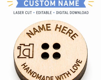 Wooden Buttons SVG, Handmade with Love Laser Cut Files, Knitting Button SVG