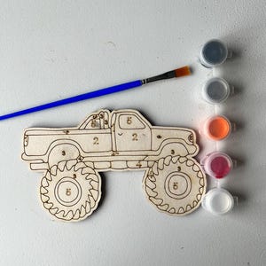 Monster Truck SVG Paint by Number Kit, Kids Paint Kit Laser Cut Files, Lightburn and Glowforge Files