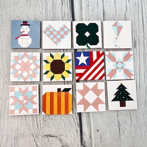 Lot de 30 courtepointes SVG Grange | Modèles de blocs de courtepointe découpés au laser pour Glowforge | Pochoir drapeau tournesol | Classeurs Lightburn Inkscape en bois