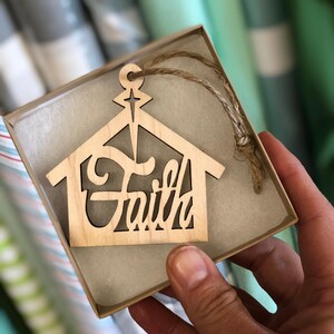 Faith Ornament SVG Wooden Manger Digital Download Laser Cut Files for Lightburn and Glowforge Files