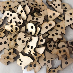 Wooden Buttons SVG, Laser Cut Files, Unicorn SVG, Butterfly svg, Bird SVG, Bear svg, Set of 20