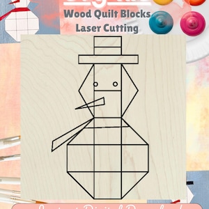 Archivo de corte SVG de colcha de granero con muñeco de nieve, patchwork clásico de granja de invierno en formato SVG /