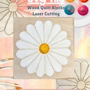 Archivo SVG de corte de colcha de granero con placa de Dresde, patchwork de granja con margaritas florales, anillo de la amistad