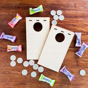 Mini tabellone e regole del gioco Cornhole in formato SVG, tabellone tagliato al laser Quarter Toss per giochi da bere e giochi per bambini