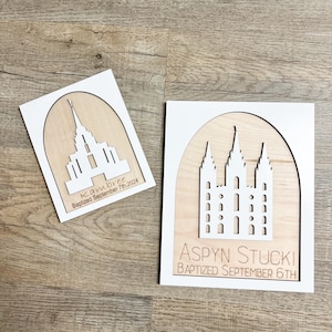 Personalized Baptism Sign with 4 Temple Outlines LASER CUT File, Church of Jesus Christ SVG