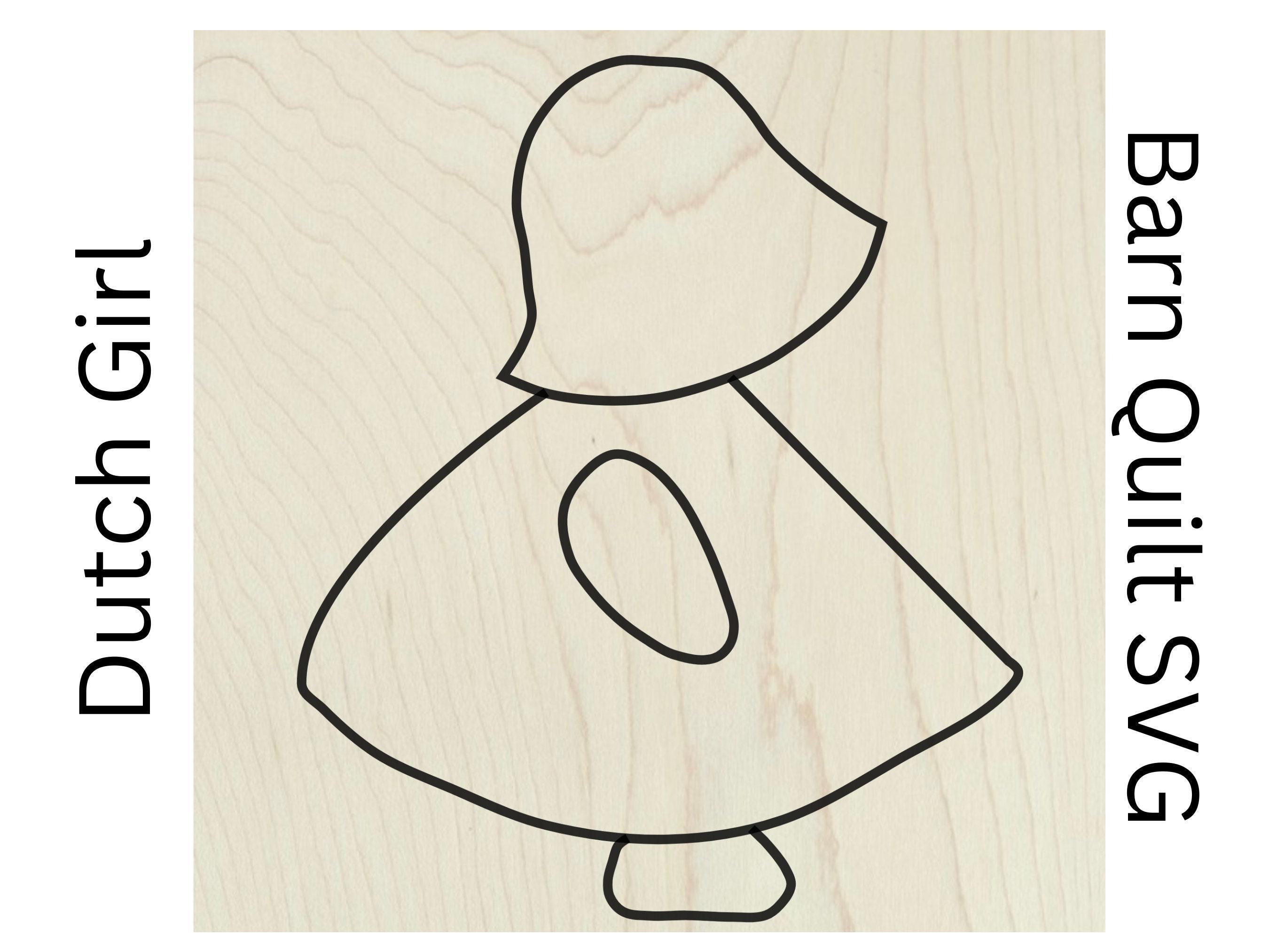 Sue Bonnet Quilt Block SVG Laser Cut Files Digital Download, Dutch Girl Quilt Barn Quilt SVG Files