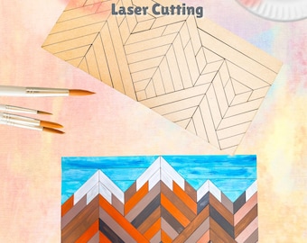 Archivo SVG para colcha de granero de montaña, arte mural de madera estilo granja, archivo de corte láser (descarga digital)