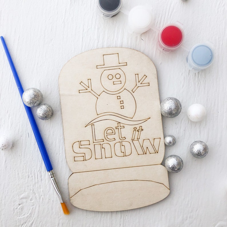 Snowman SVG Mason Jar Kids Paint Kit Laser Cut Files, Christmas Party Lightburn and Glowforge Files image 1