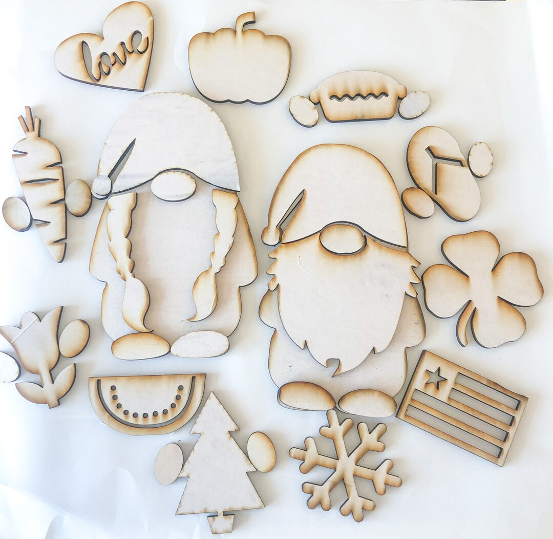 Interchangeable Gnome SVG Laser Cut File, Gnome Door Hanger SVG Etsy