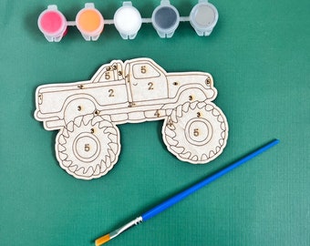 Monster Truck SVG Paint by Number Kit, Kids Paint Kit Laser Cut Files, Lightburn and Glowforge Files