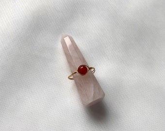 Carnelian Gem Ring, minimalist jewelry, dainty minimalist ring, crystal ring