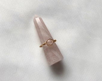 Rose Quartz Gem Ring, minimalist jewelry, dainty minimalist ring, crystal ring