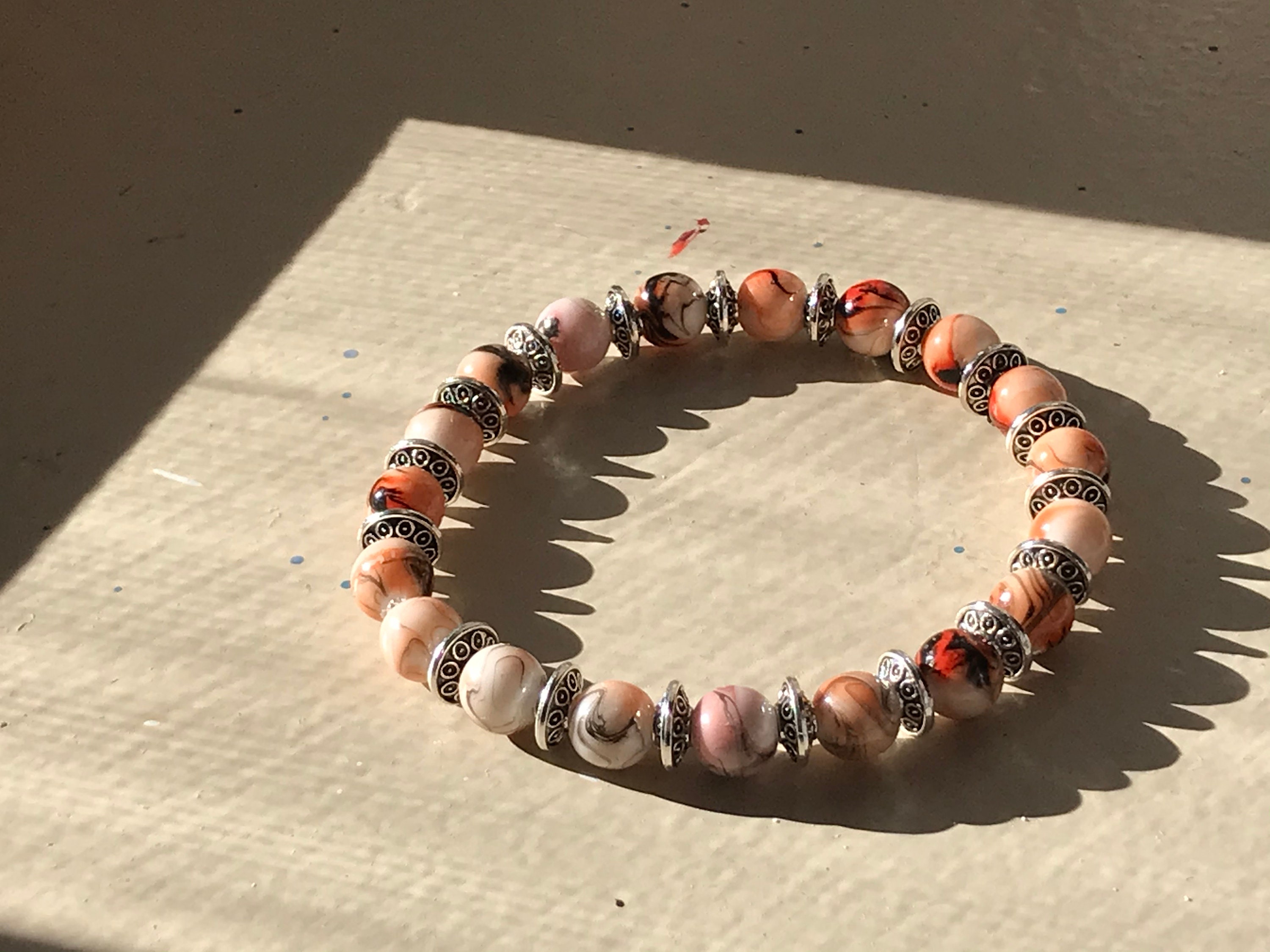 Orange and pink bracelet set | Etsy