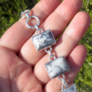 Dendritic agate bracelet, sterling silver bracelet, dendritic agate jewelry, merlinite bracelet, gemstone jewellery, Australian sellers