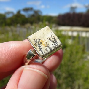 Raw stone ring size 9, psilomelane ring size s, desert ring, dendritic ring, sterling silver ring, natural stone ring, desert jewellery